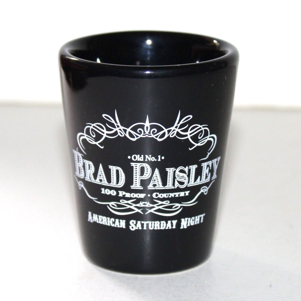 Brad Paisley American Saturday Night Shot Glass black ceramic Country Music